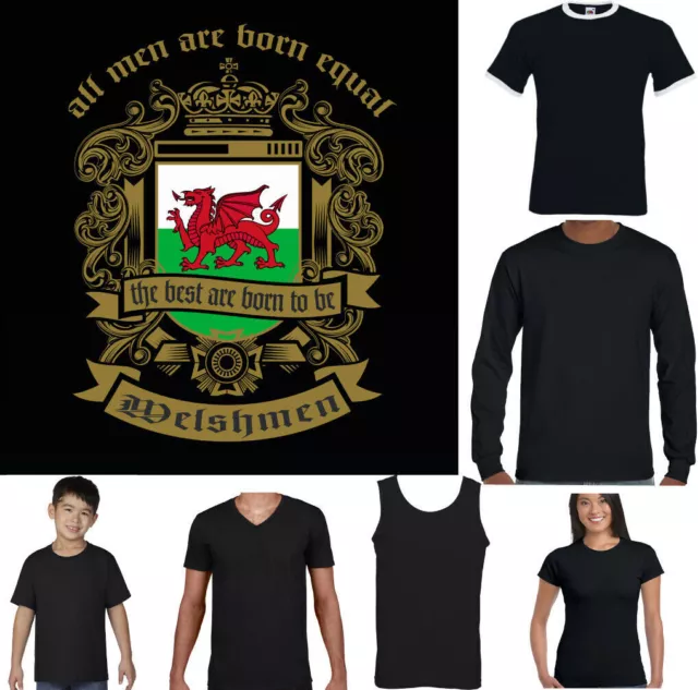 Gallese T-Shirt Uomo Bandiera Rugby San Davids Giorno Calcio Sono Nato Equal