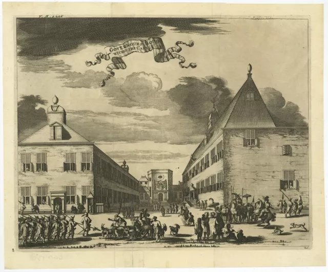 Antique Print of the Governor's House by Nieuhof (1744)