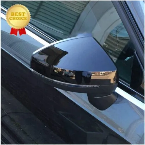 Gloss Black Glossy Wing Mirror Caps Covers Casings For Audi A3 S3 RS3 8V 2013+
