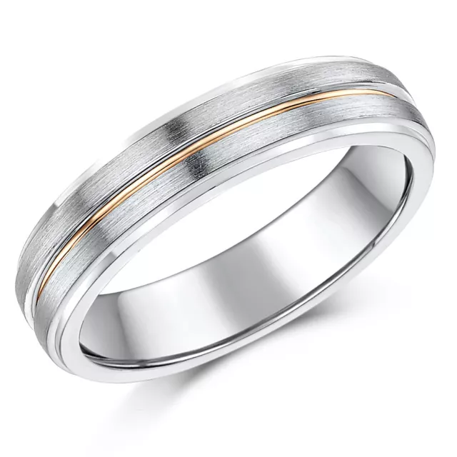 9ct White & Rose Gold Wedding Ring 5mm Band ''Sale Limited Stock"''