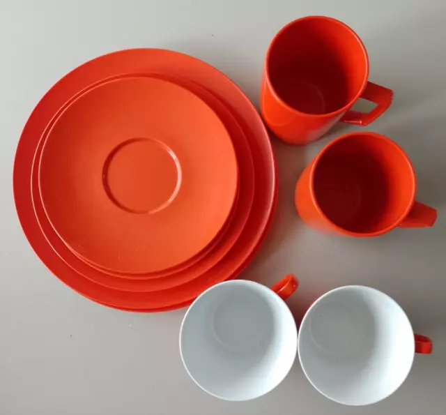 Melaware 10-Piece Set Cups Saucers Mugs Plates Orange 2