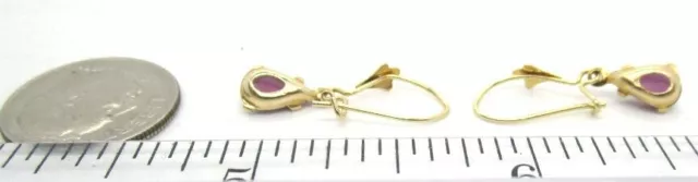 14K YELLOW GOLD Pierced Earrings w Garnet 0.94 grams 3/4