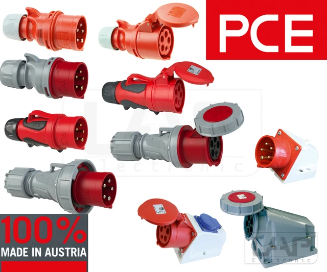 Presa Industriale A Parete 5 Poli – Corrente Trifase 400V, Modelli 16A, 32A, 63A, IP44 E IP65, CE