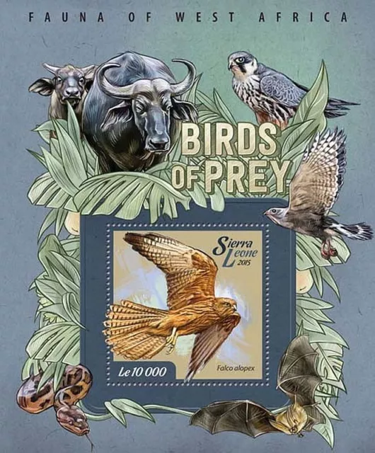 Kestrel BIRDS OF PREY 1-Value MNH Birds/Bird Stamp Sheet #461 2015 Sierra Leone