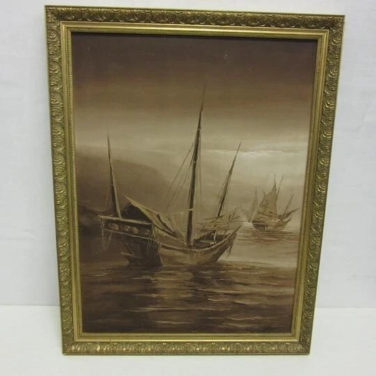 Tableau Peinture à L'huile sur toile bateaux