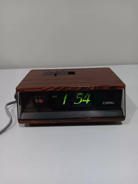 Rare 1970s COPAL  Model LP-201  Black Light Flip Clock Alarm Clock Works HTF