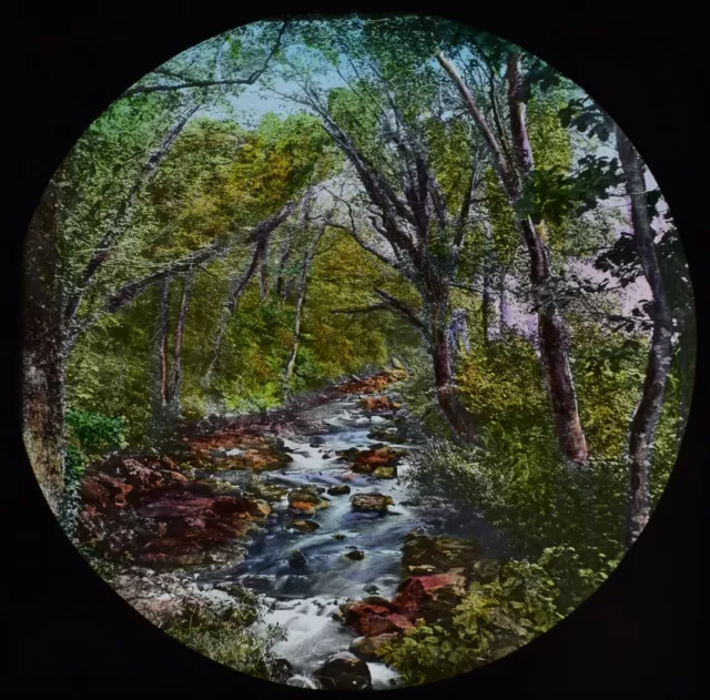 Glass Magic Lantern Slide IVYBRIDGE THE RIVER ERME C1889 VICTORIAN PHOTO DEVON