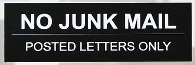 No Junk Mail - Laser Engraved Letterbox Sign 150Mm X 50Mm