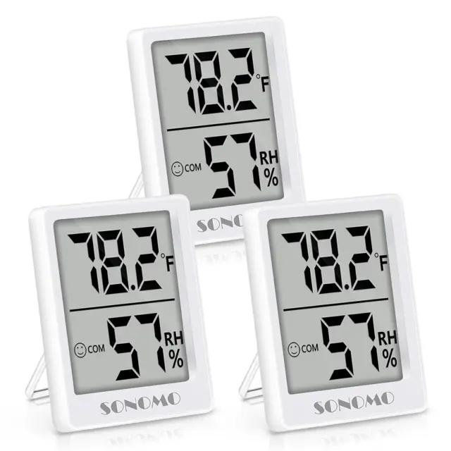 Hygrometer Indoor Thermometer Humidity Meter, 3 Pack Room Thermometer with Tempe