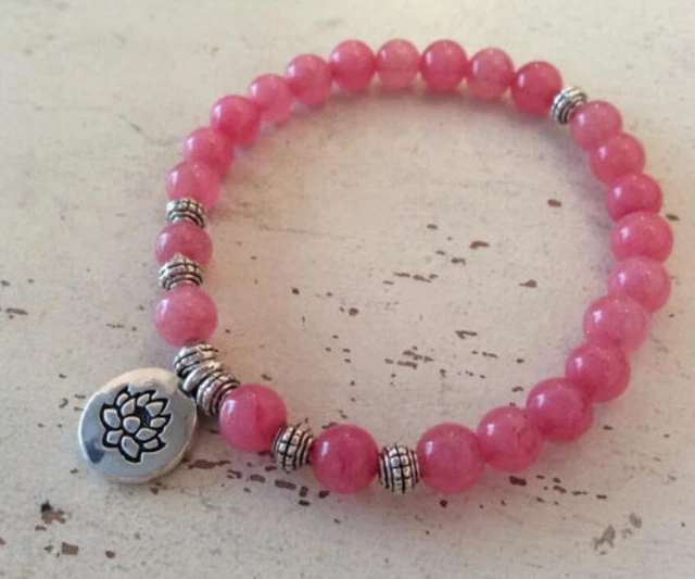 8 mm agate rose bracelets méditation sutra brassard hommes unisexes 7,5 pouces bouddhisme 3