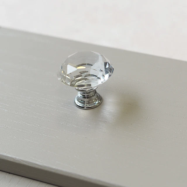 Crystal Kitchen Cupboard Knob Polished Chrome Cabinet Drawer Door Furniture Pull