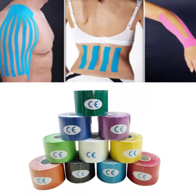 5m/Roll Kinesiology Sports Tape Injury Muscle Pain Care Therapeutic Physio Tapes