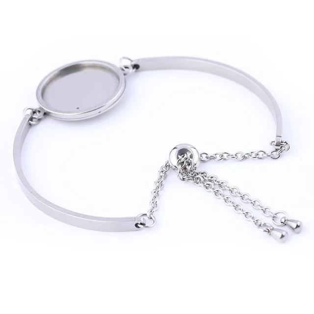 5 piezas Brazaletes en blanco de acero inoxidable Duraderos Base Cabujón Accesorios de joyería