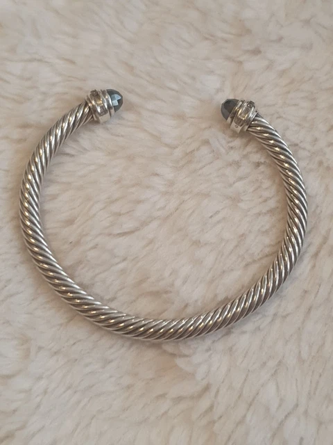 David Yurman 5mm Cable Classic Hematite and Diamonds Cable Cuff Bracelet sz M-S David Yurman 5mm Cable Classic Hematite and Diamonds Cable Cuff Bracelet sz M-S