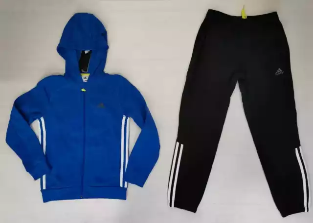 3805/14 Adidas Tuta Ginnastica 3 Stripes Felpa Pantalone Bambino Junior Ay8009