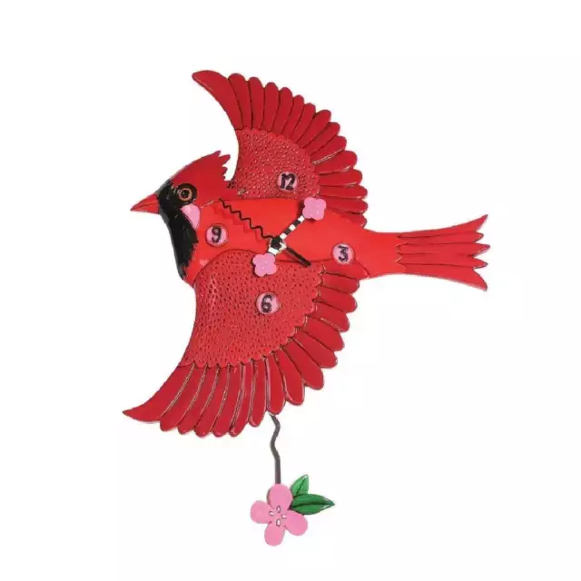 Allen Designs 6012449 Wall Clock with Pendulum, Cardinal's Song 12.2 Inches