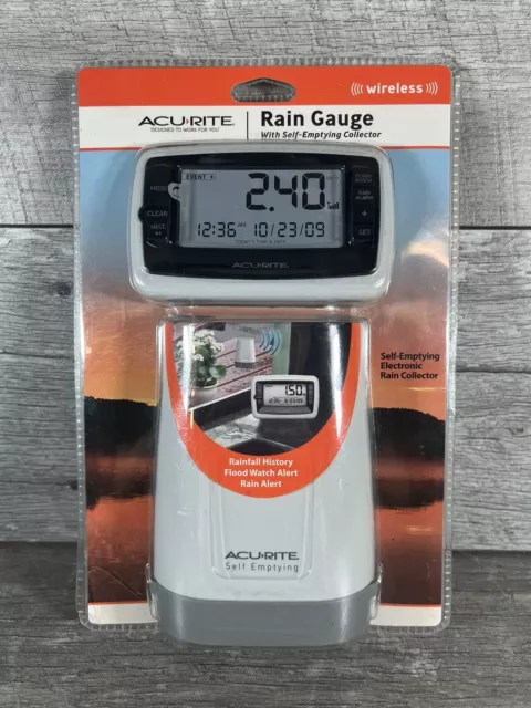 AcuRite Digital Rain Gauge Wireless Outdoor Sensor Self-Emptying Rain Collector