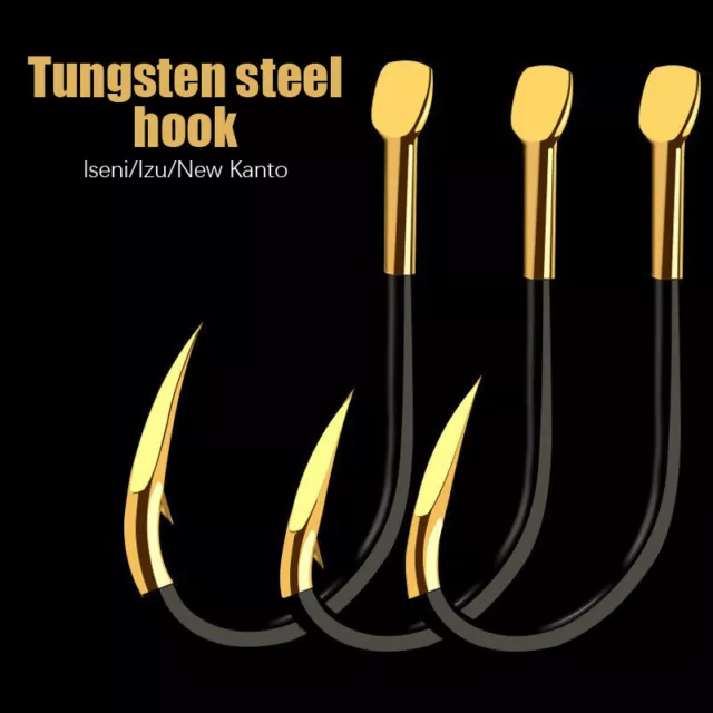 10PCS Carp Hooks Sea Fishing Hooks Tungsten Hooks Black Gold Ghost Teeth Big Sp