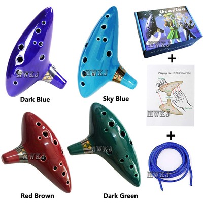 12 Hole Legend of Zelda Ocarina of Time Alto C Flute Ceramic Instrument&Gift Box