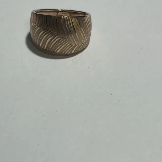 14k Milor rose gold etched feather wave design beautiful milor ring band size 7
