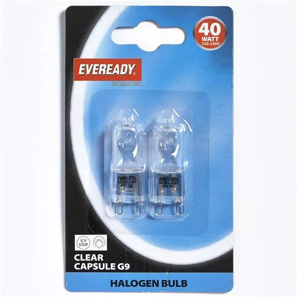 Halogen Capsule Bulb Energy Class E Halopin Oven Light Lamp Cooker Twin Pack 40W