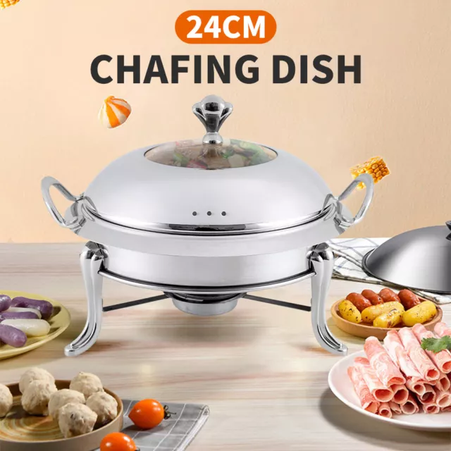 24cm Commercial Chafing Dish Buffet Chafer Food Warmer Stainless Steel Pot AUS