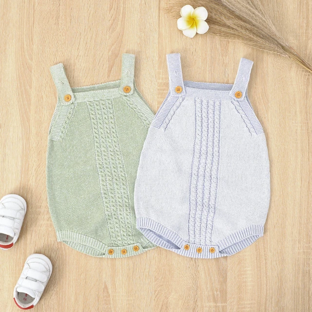 Newborn Infant Baby Knit Romper Cotton Sleeveless Boy Preemie Baby Girl Romper