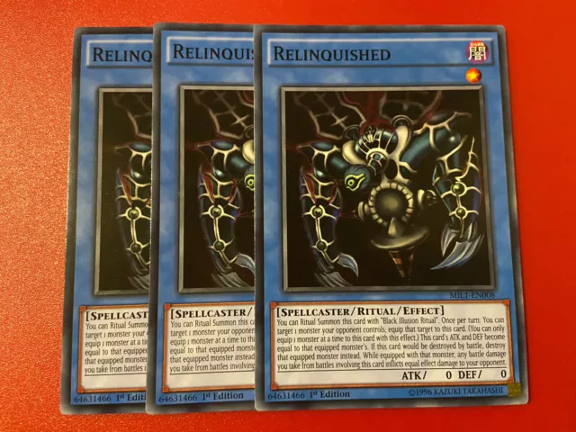 3x Relinquished 1st edition YuGiOh MIL1-EN008 Pack Fresh