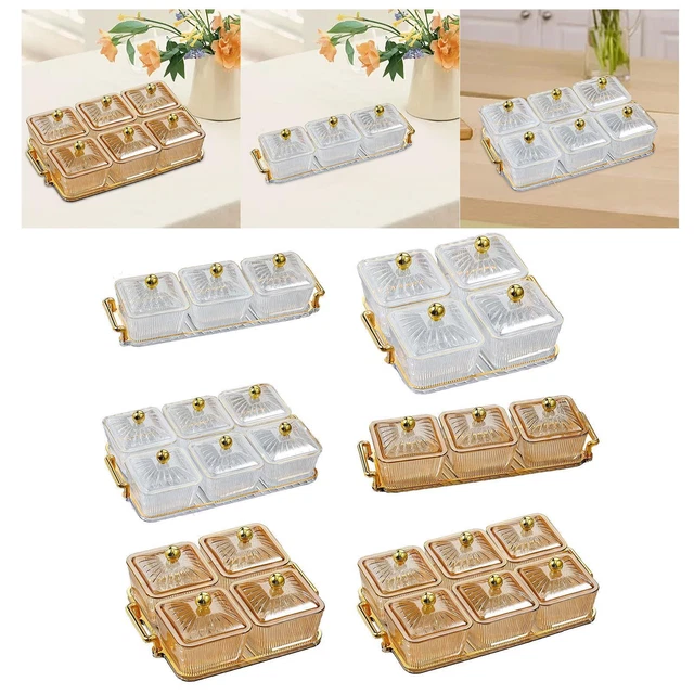 Plato de snack con tapa y bastidor, multifuncional, compartido, caddy nórdico,