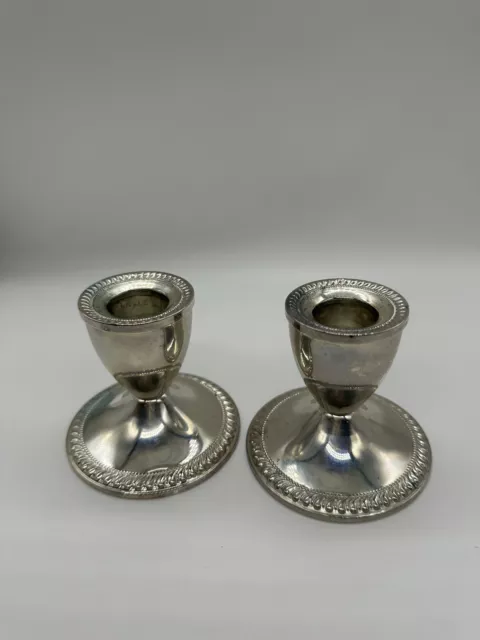 2 Vintage Duchin Creation Sterling Silver Candle Holders Weighted Candlesticks