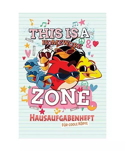 Angry Birds Hausaufgabenheft Grundschule DIN A5 96 Seiten Homework Zone Notizhef