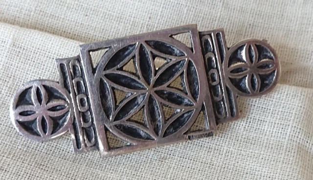 Broche Ancienne En Argent Du Pays Basque - Signée De L'orfèvre H. Teguy, Occasion Avec Patine