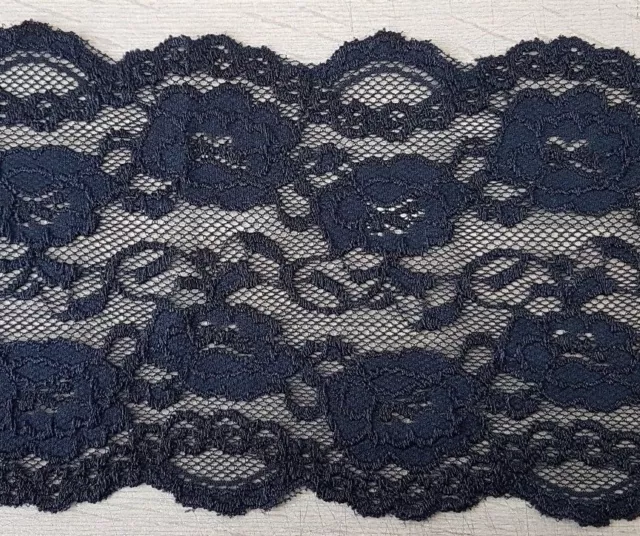 Beautiful Black Stretch Floral Scallop Lace Edge Trim 13cm/5" Wide Sleeves Waist