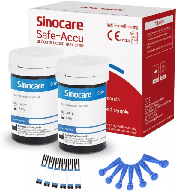 Glucose Sugar Diabetes 100 Test Strips 100 Lancets For Sinocare Safe Accu Meter