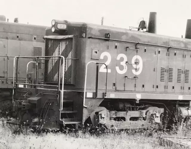 Burlington Northern Railroad BN #239 SW1200 Locomotive Train B&W Photo Aurora IL
