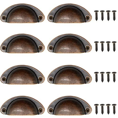 KostaTech 8 pièces de poignées de coquille à l'ancienne, poignées de meubles anc