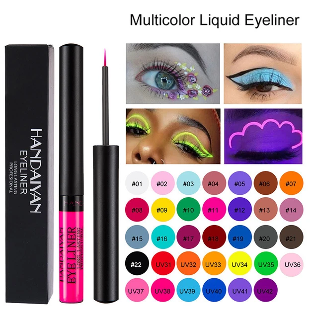 Delineador de ojos líquido perla fluorescente mate colorido cosmético ~