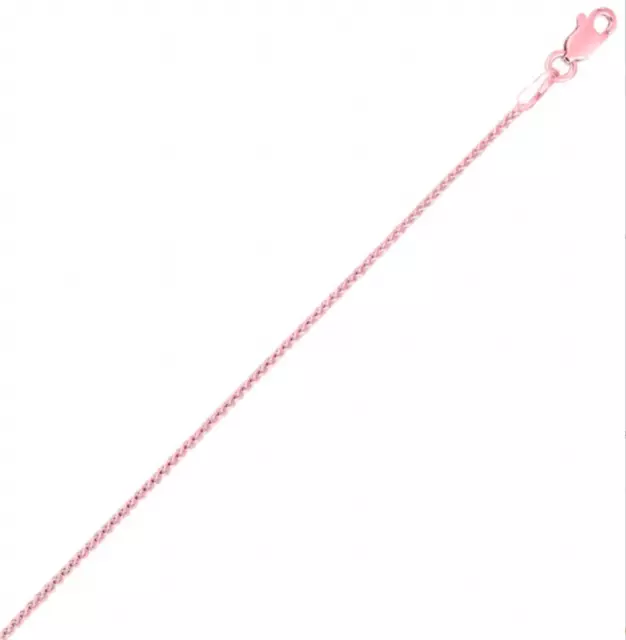 1,2 mm Runde Weizen Spiga diamantgeschliffene Kette Halskette echt 14K Rosa Roségold