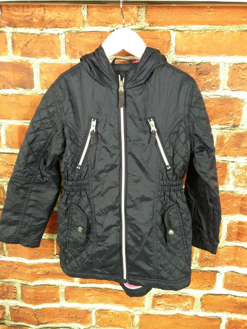 Girls 6-7 Years Nutmeg Navy Blue Showerproof Hooded Quilted Jacket Coat 122Cm