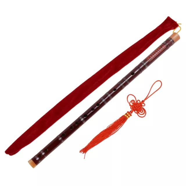 Bamboo Flute Red Traditional Chinese Dizi F Key Musical Instrument 49cm Length