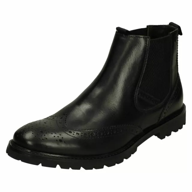 Mens Base London Black Brogue Ankle Boots 'Bosworth'