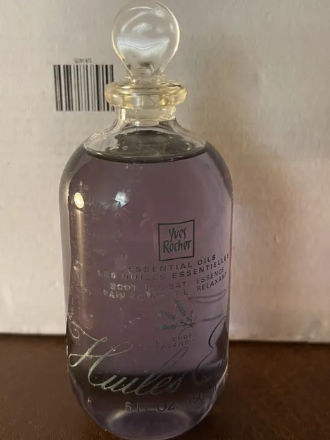 Yves Rocher Lavender Soothing & Relaxing Bath Essential Oil N Glass Bottle 5 oz