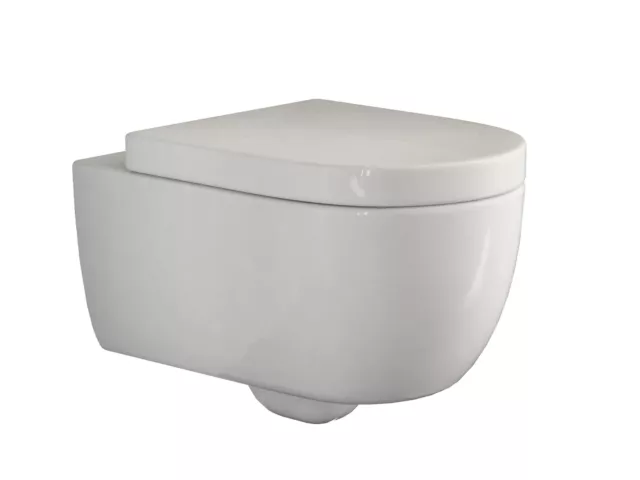 Spülrandloses Hänge WC Toilette mit Sitz Keramik weiss Wand-WC mit Beschichtung