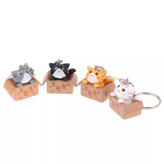 Cute Little Box Cat Key Chain Kawaii Kitten Car Keychain Fashion Letter Keyri Sb