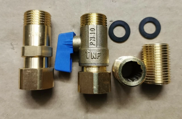 ANSCHLUSSSET DURCHLAUFERHITZER VAILLANT VED 1/2 Nippel Absperrhahn