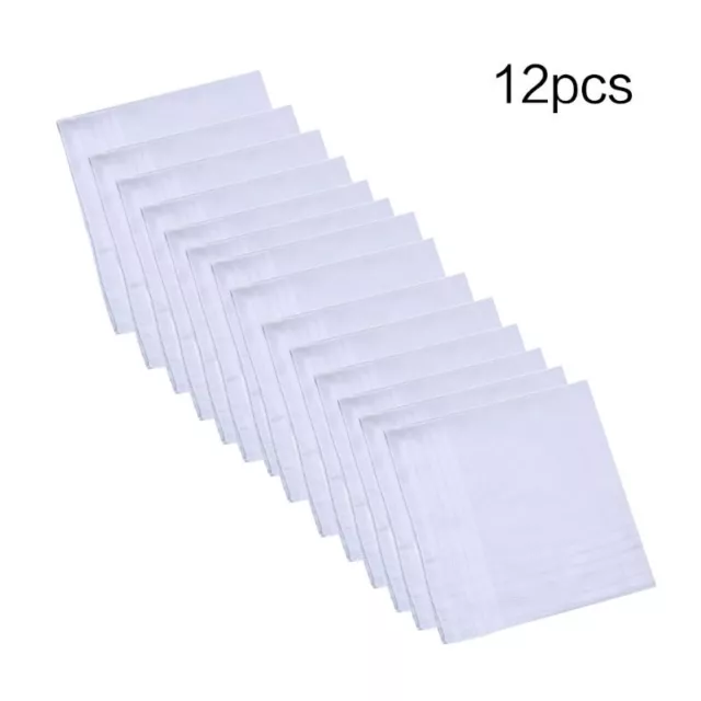 12Pcs Cotton Handkerchiefs Pure Hankies Jacquard Striped Pocket Square Towel DIY 2