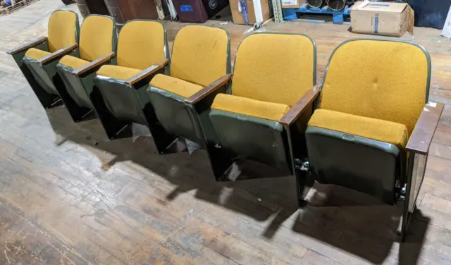 6PC Massey Seating Co Theater Theatre Auditorium Seats Bench Padded CAN SHIP
