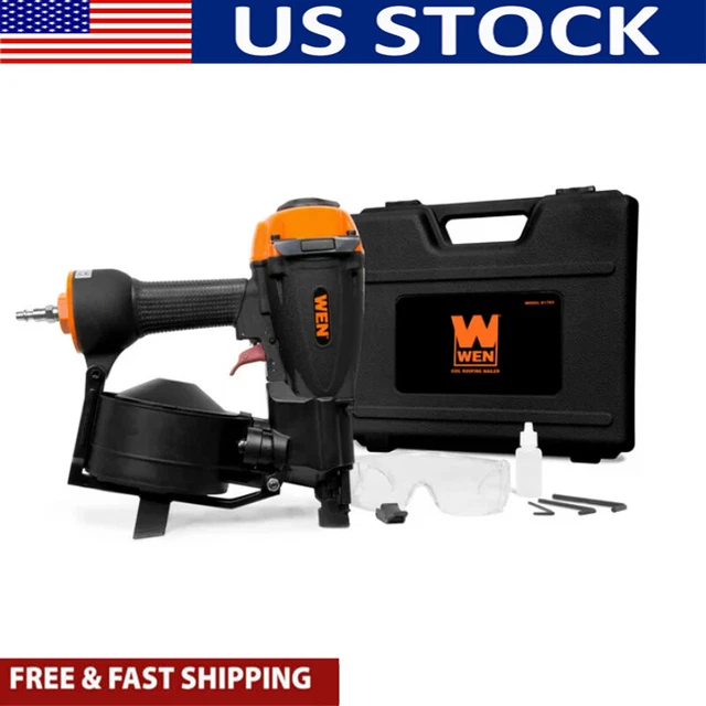 PNEUMATIC COIL ROOFING Fencing Air Nailer Gun Boards Adjustable 11