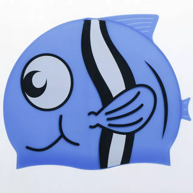 Kinder Schwimmhut blauer Fisch Cartoon. Kinder Silikon Badekappe wasserdicht