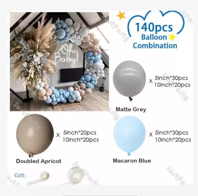 Blue Grey Balloon Garland Arch kit Baby Shower Birthday Balloons DIY Party Decor 2
